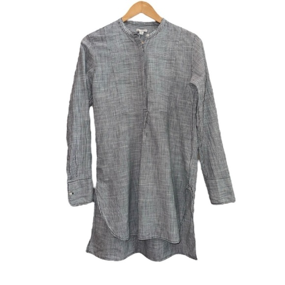 GAP Bib Popover Tunic Navy Blue White Stripe Yoke Long Sleeve Cotton Women’s S - Picture 16 of 16